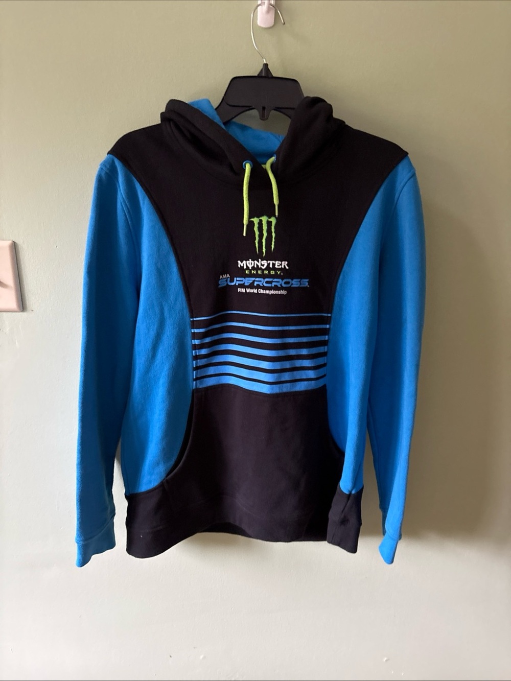 Monster Energy Ama Fim Supercross Motorcross Size Xl Men Black Blue Hoodie